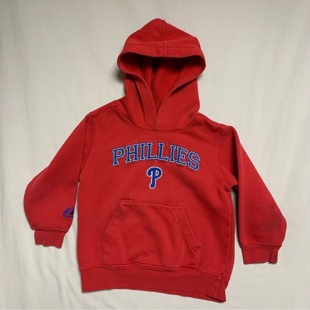 Philadelphia Phillies Sweatshirt MLB Baseball Red White Hoodie Boy’s 4 Hooded